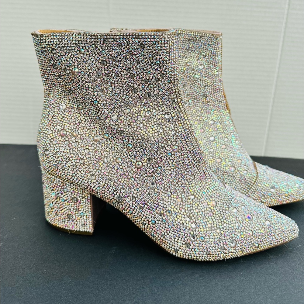Betsey Johnson Sparkling Silver Ankle Booties